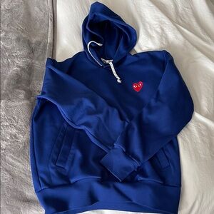 Comme des Garçons PLAY Blue Hoodie with Red Heart Logo